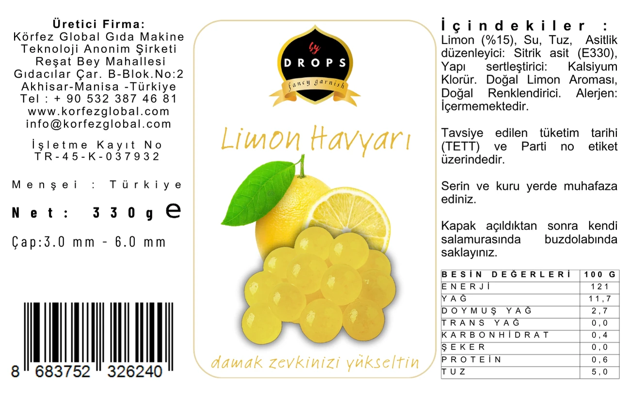 330 GR KAVANOZ LİMON HAVYARI