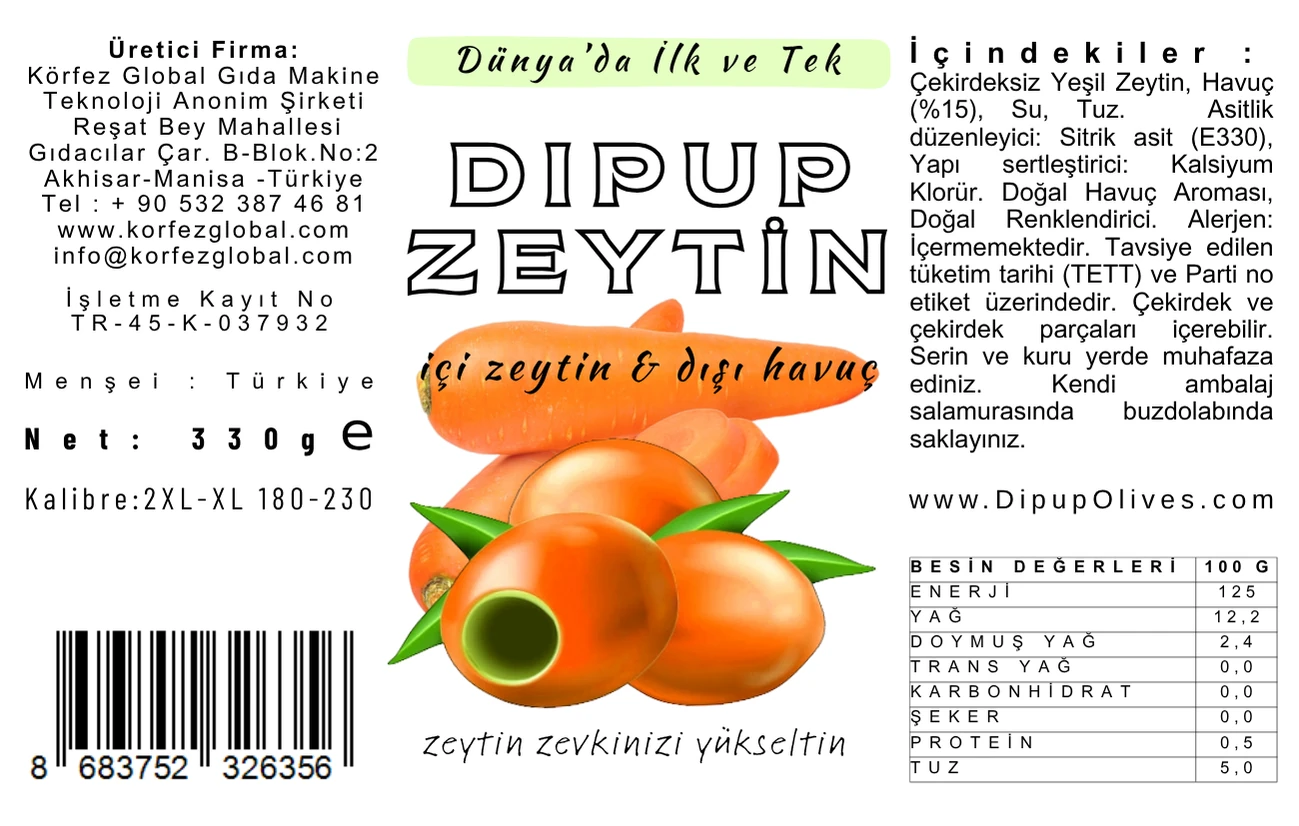 330 GR KAVANOZ HAVUÇLU DIPUP ZEYTİNLİ