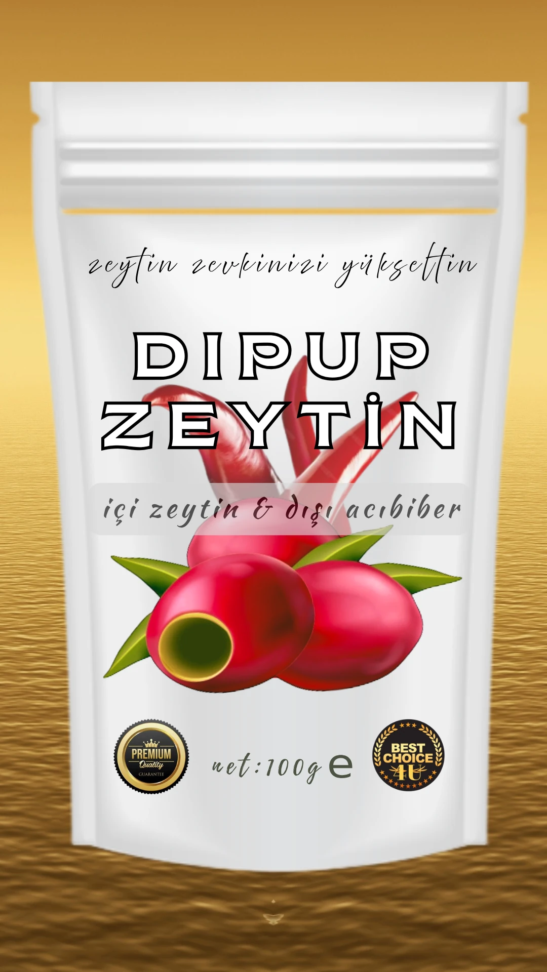 100 GR DOYPACK ACI BİBERLİ DIPUP ZEYTİN