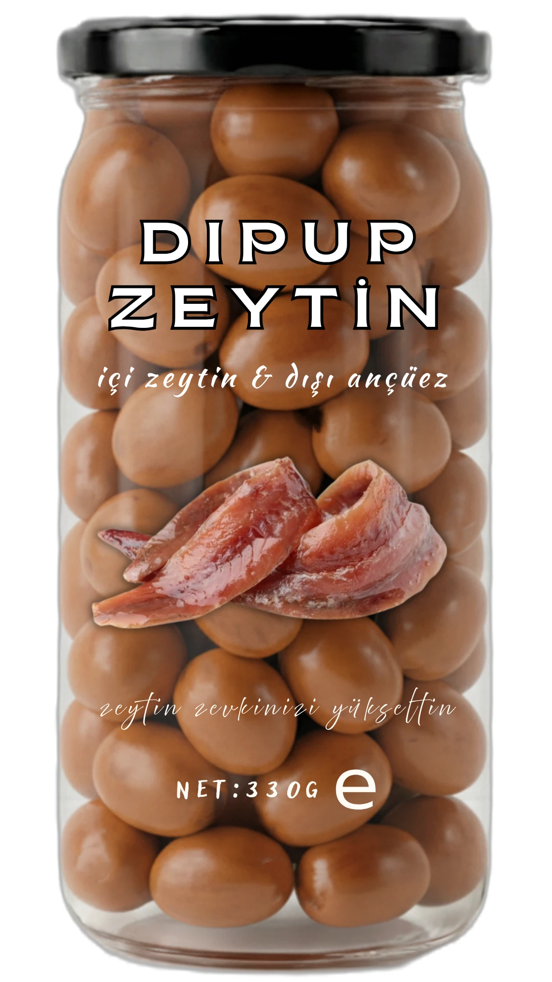 330 GR KAVANOZ ANÇÜEZLİ DIPUP ZEYTİN