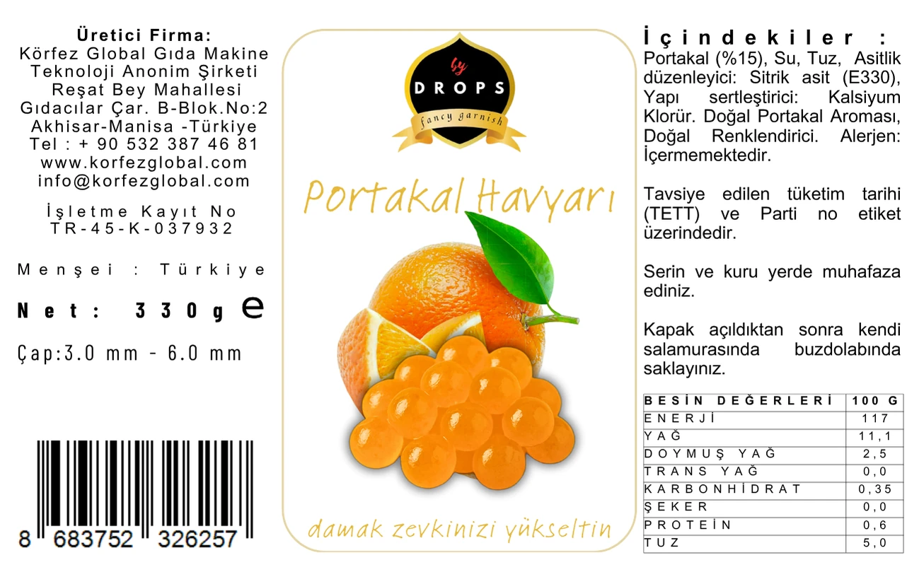 330 GR KAVANOZ PORTAKAL HAVYARI