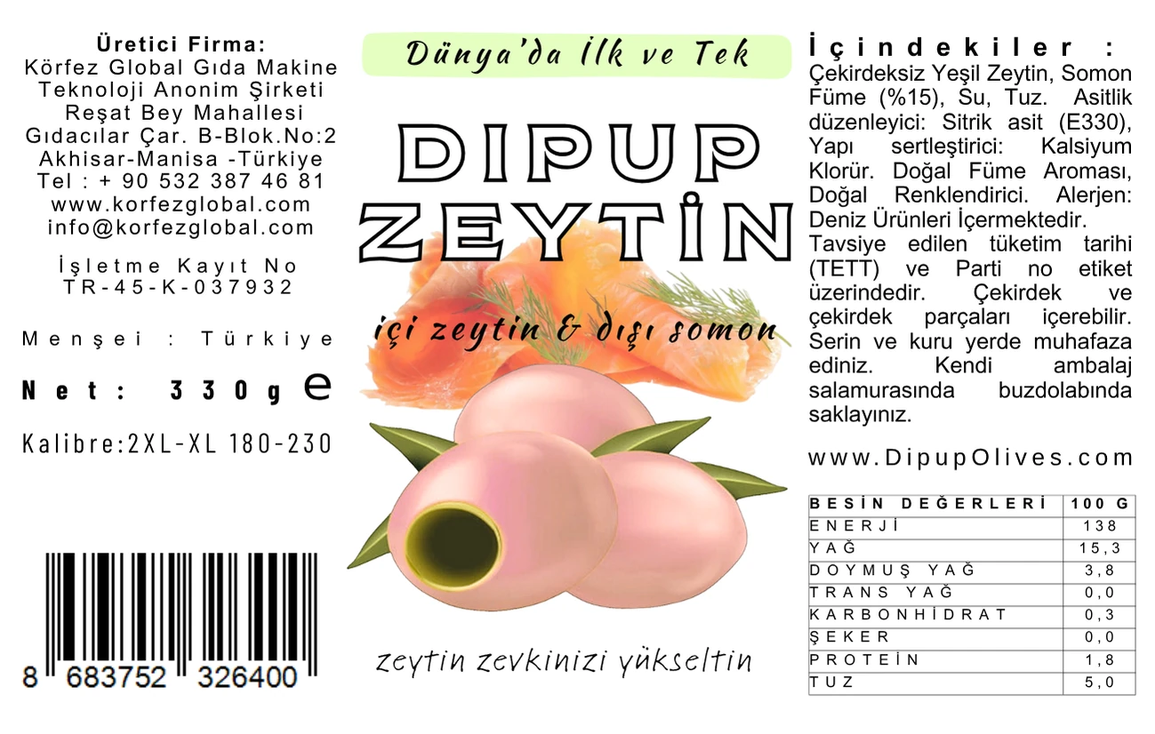 330 GR KAVANOZ SOMON FÜMELİ DIPUP ZEYTİN