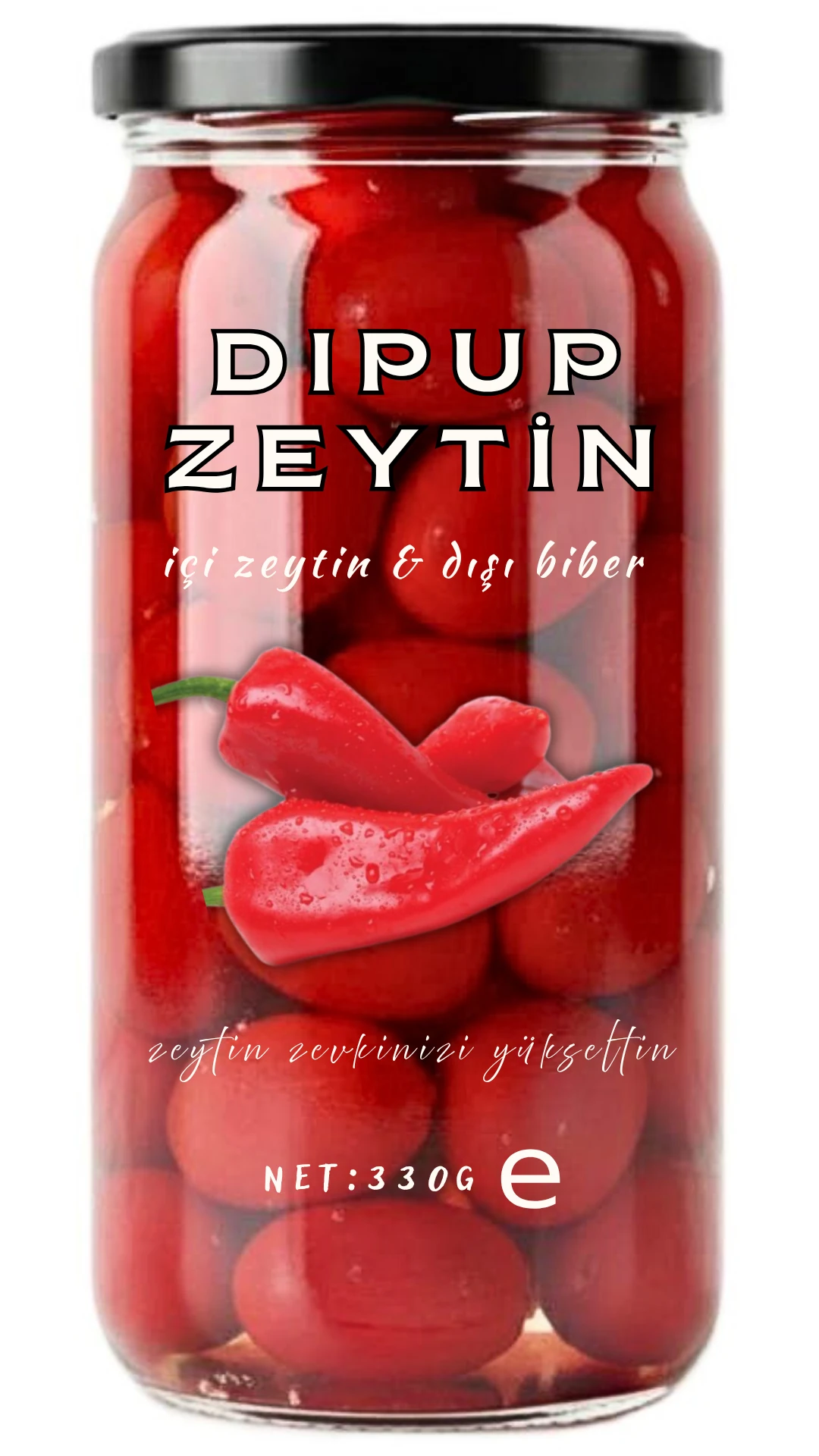 330 GR KAVANOZ BİBERLİ DIPUP ZEYTİNLİ