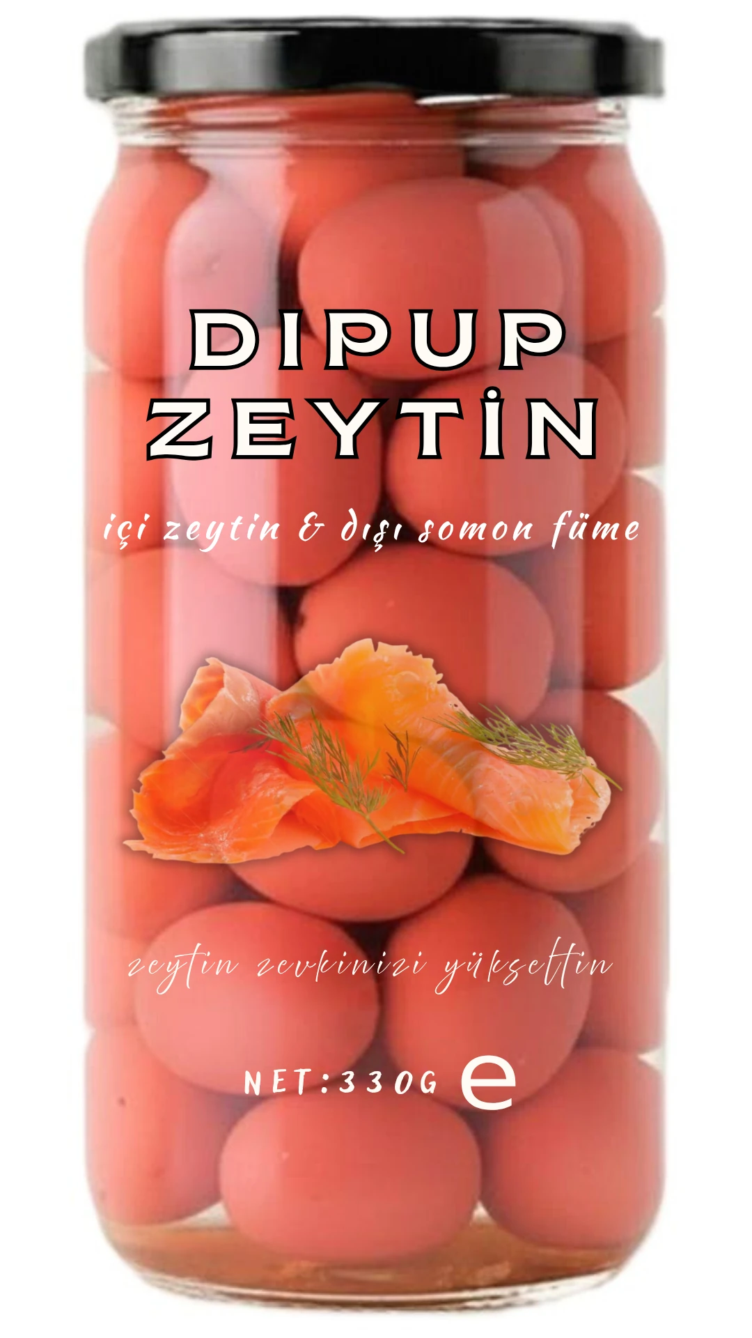 330 GR KAVANOZ SOMON FÜMELİ DIPUP ZEYTİN