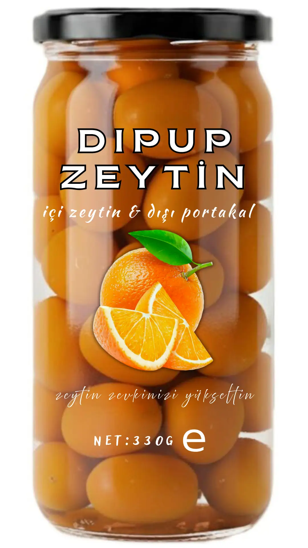 330 GR KAVANOZ PORTAKALLI DIPUP ZEYTİNLİ