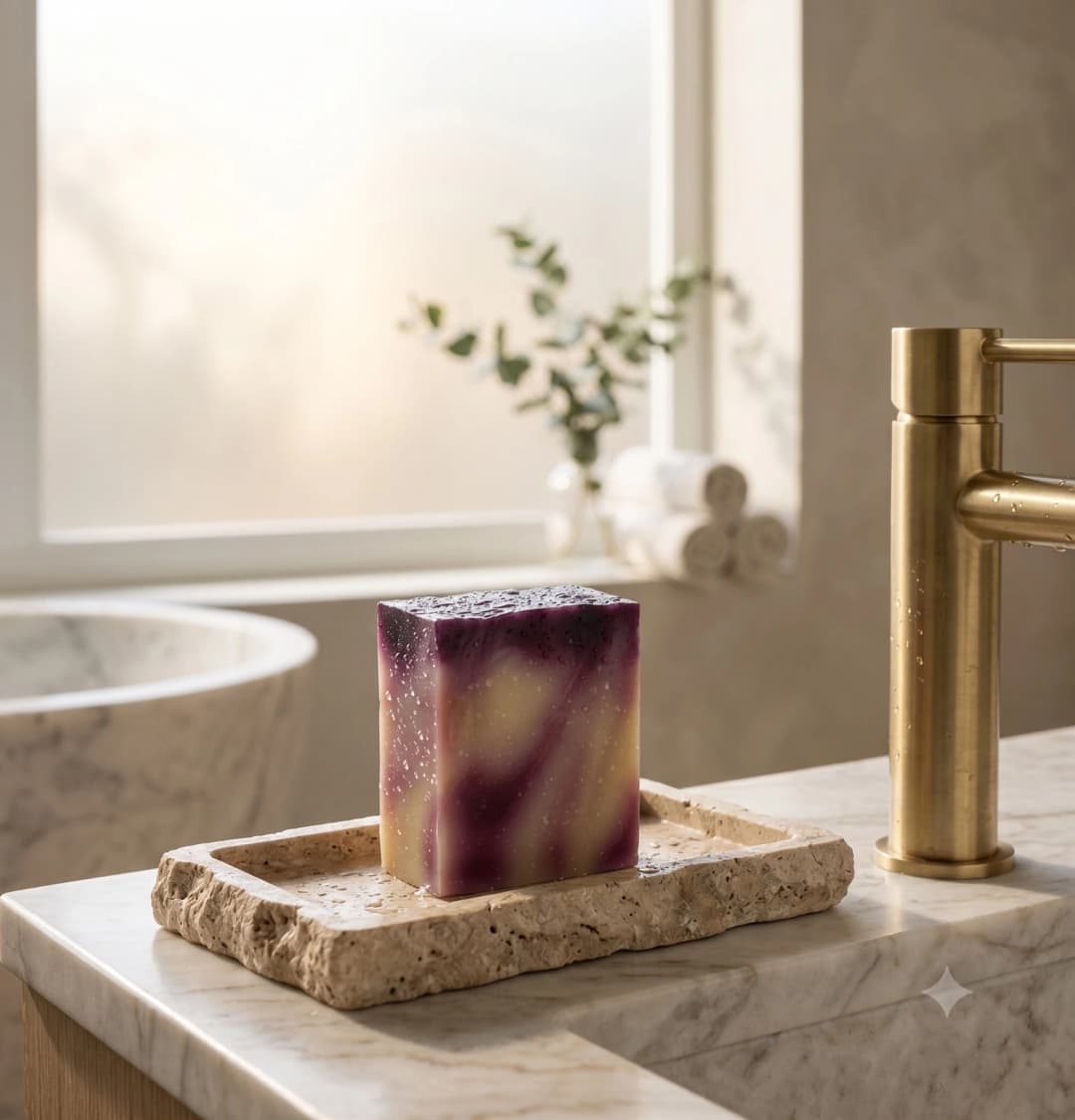 Luxury & Natural Relaxing Lavender sabunu — soğuk proses yöntemiyle üretilen, lavanta esansiyel yağı içeren el yapımı sabun.