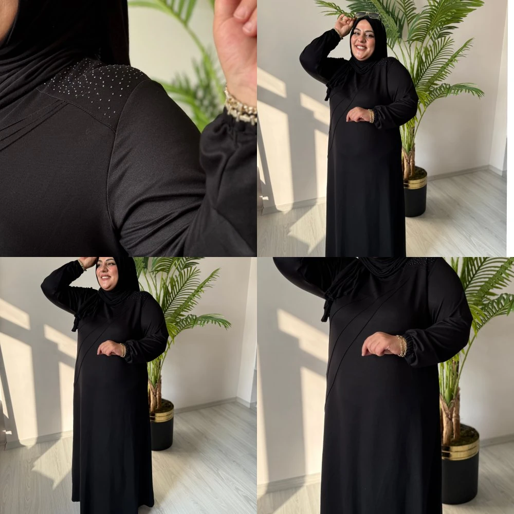 Büyük Beden Elbise omuz detaylı elbise