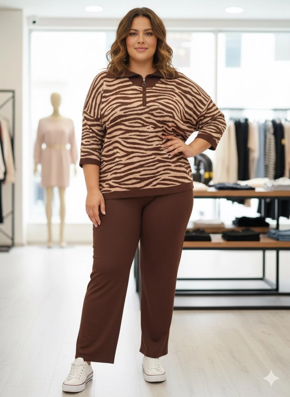 Triko Takım Zebra Kahve