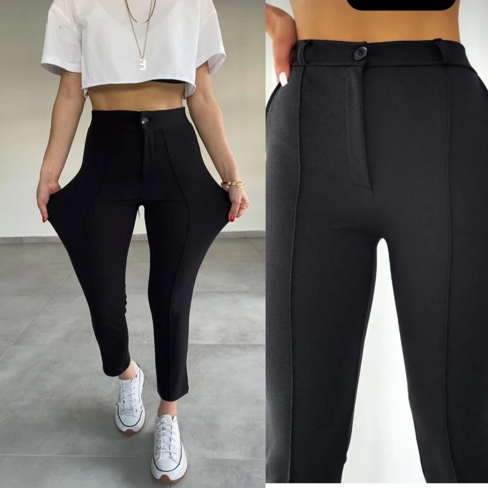 Büyük Beden Cımalı  Pantolon Zara Krep Kumaş