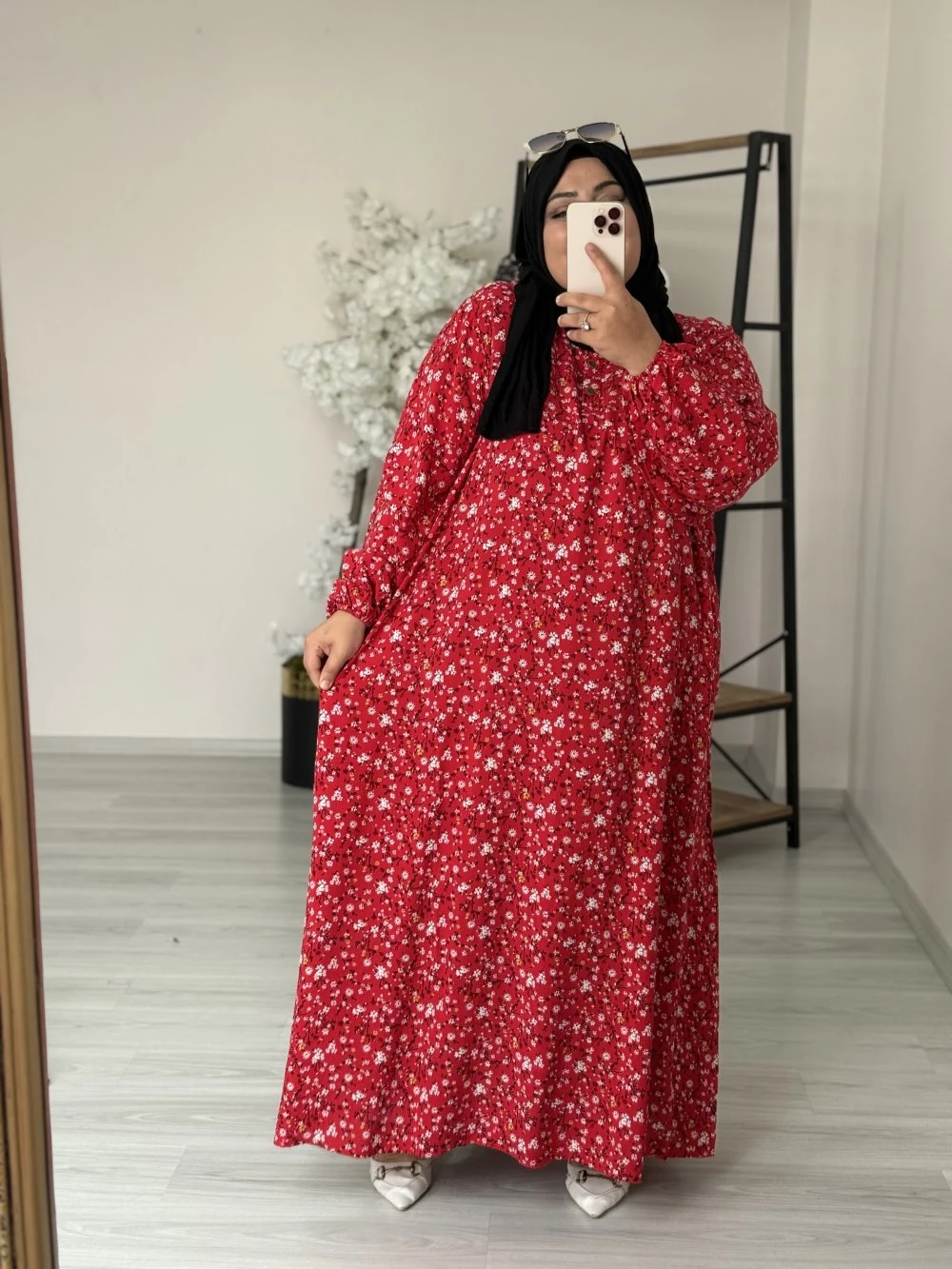 Büyük Beden Elbise Küçük Desenli