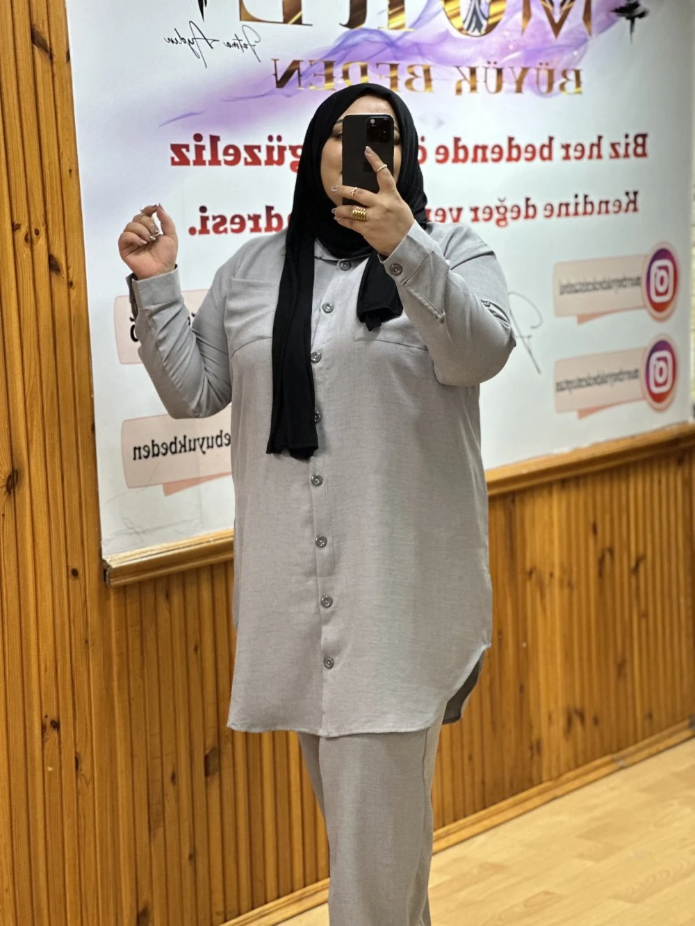 Büyük Beden Gri Keten Pantolon