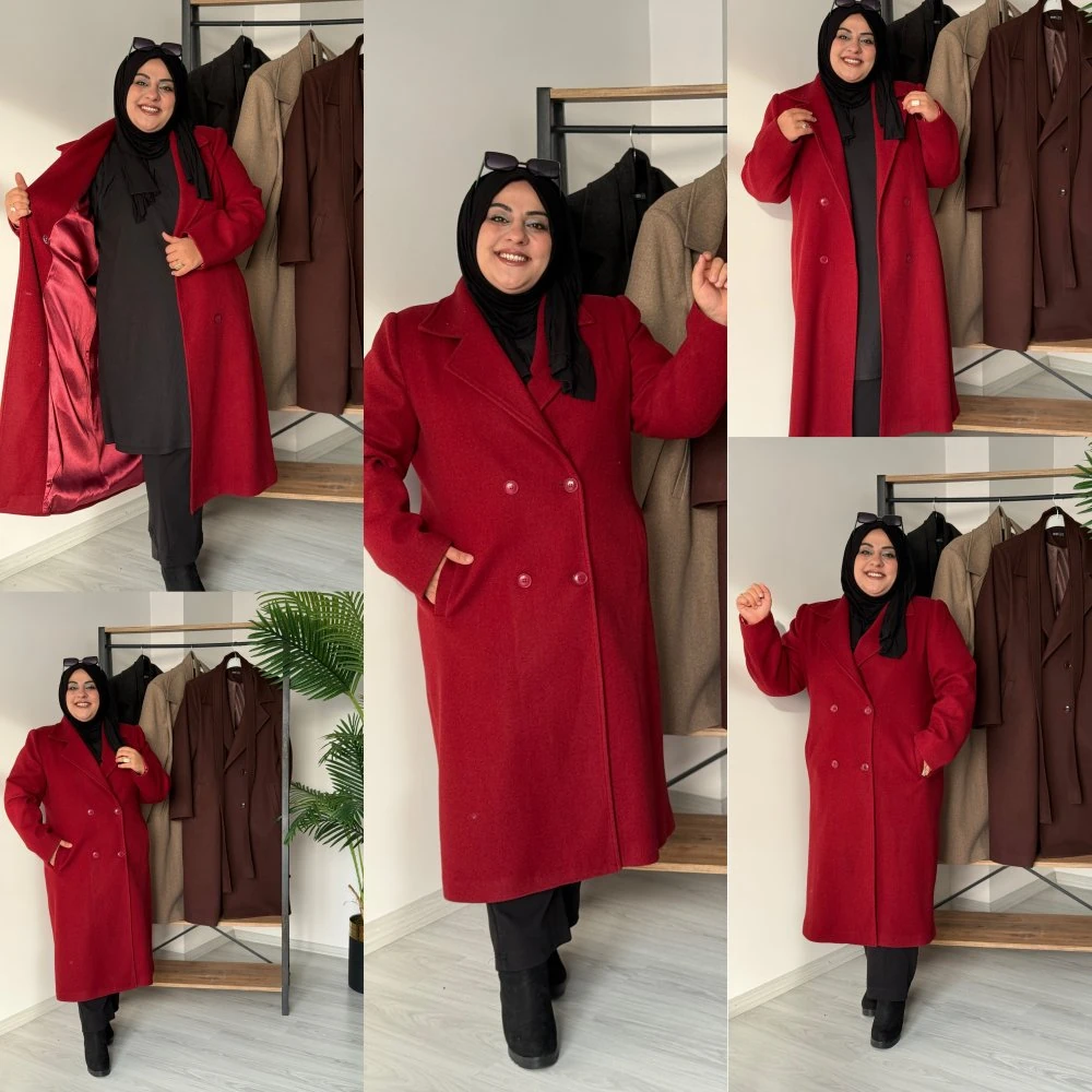 Büyük Beden Kaşe Kaban