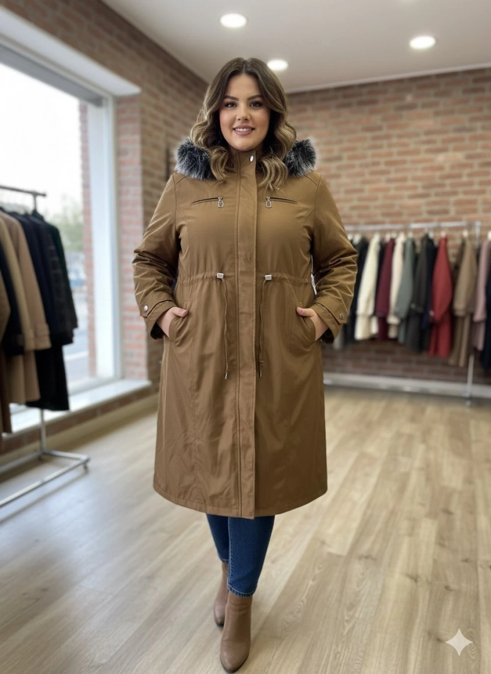 Mont Kürklü Üst Fermuar Detaylı