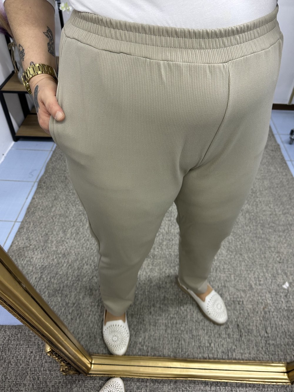 Büyük Beden Fitilli Şardonlu Havuç Model Pantolon