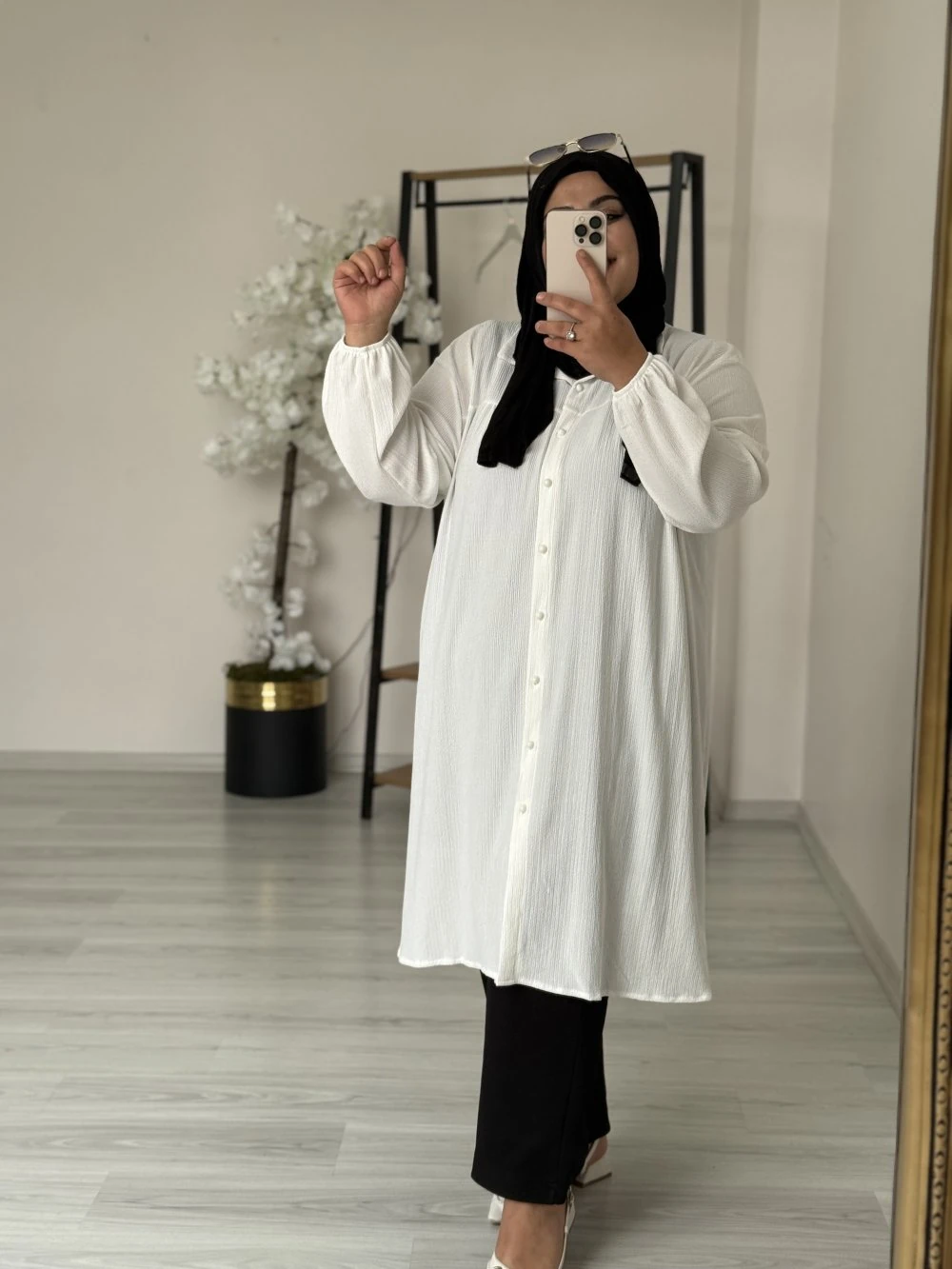 Büyük Beden Gömlek Pileli Bürümcük