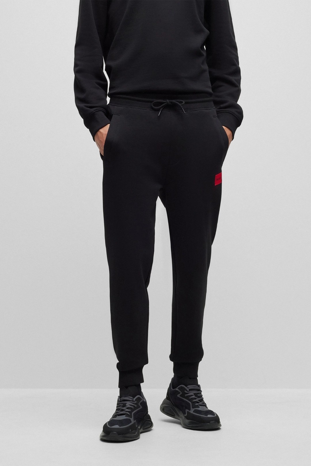 Cotton-Terry Tracksuit Bottoms With Red Logo Label