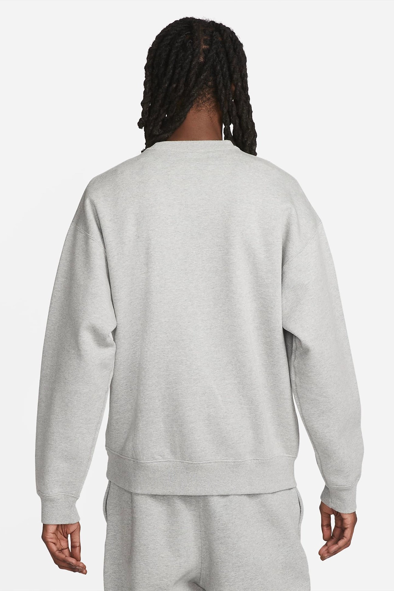 Solo Swoosh Fleece Crew Üst - Dark Grey Heather/Silver