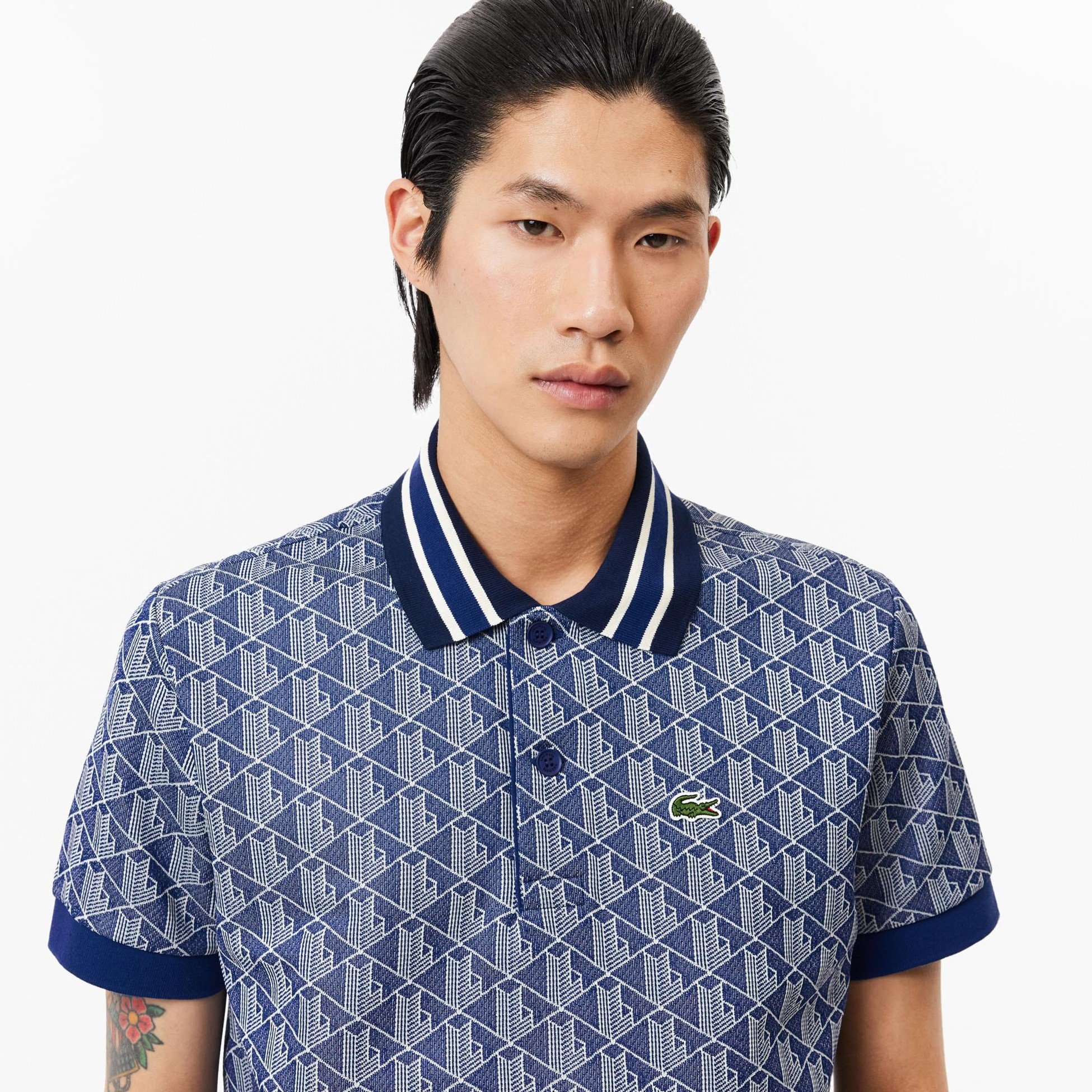 Classic Fit Monogram Polo - Mavi