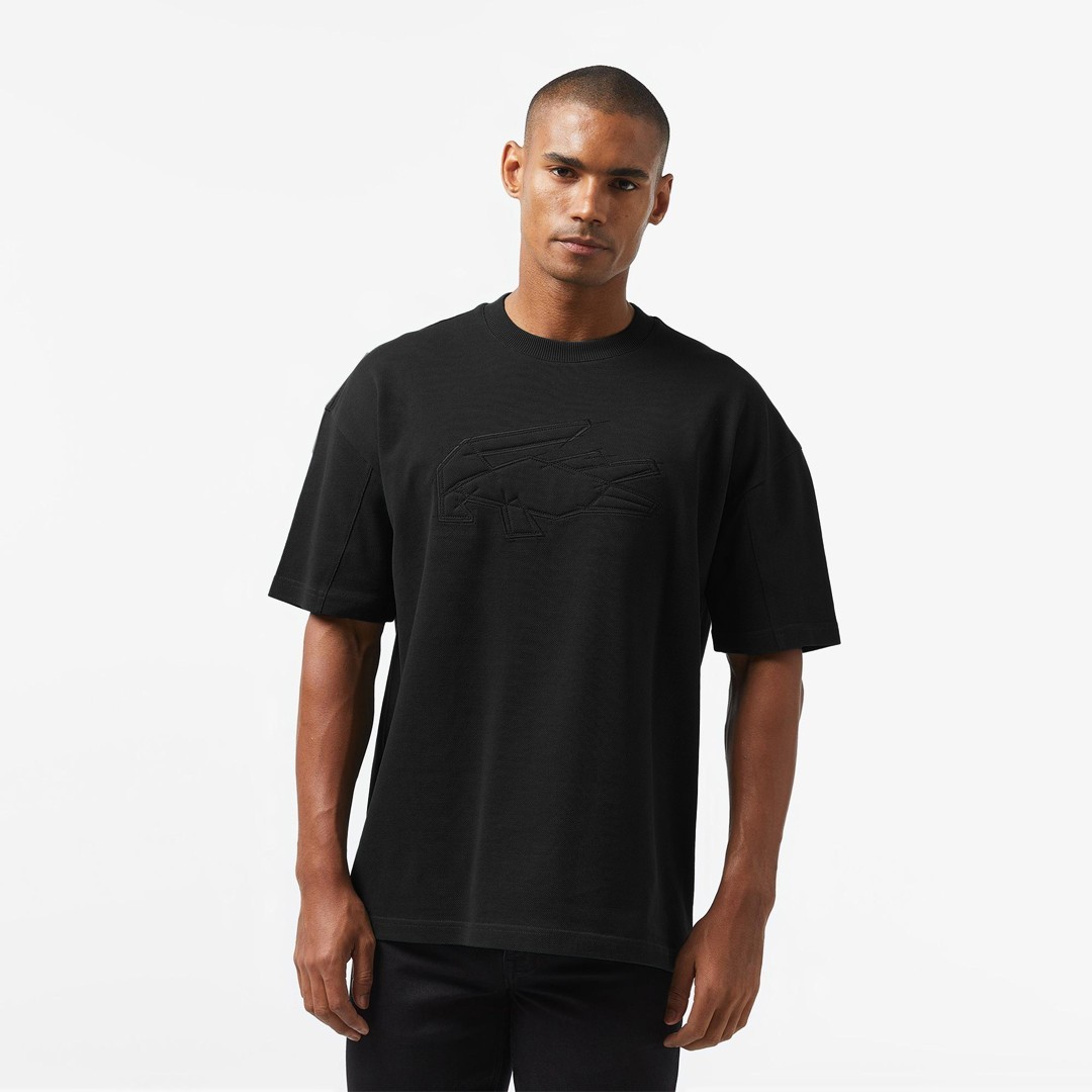Oversize Fit Bisiklet Yaka Baskılı T-Shirt