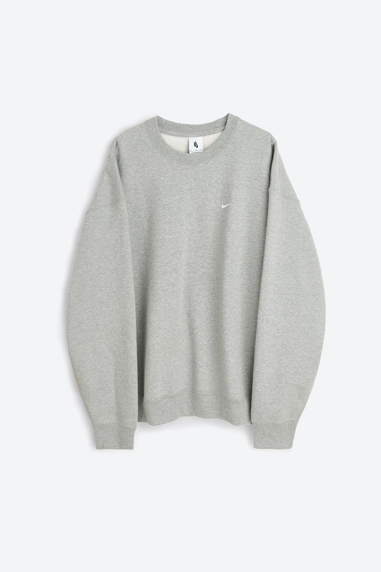 Solo Swoosh Fleece Crew Üst - Dark Grey Heather/Silver