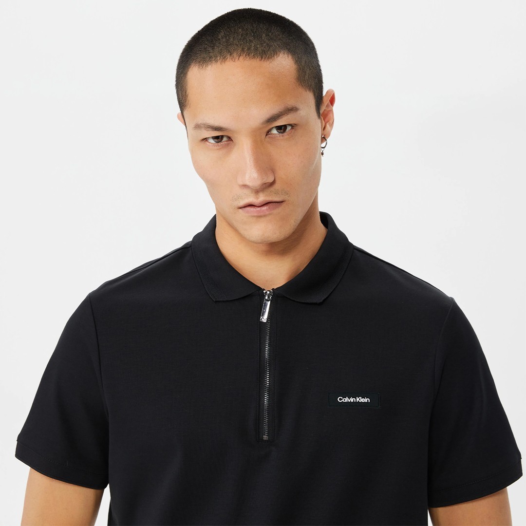 Calvin Klein Smooth Cotton Zip Polo