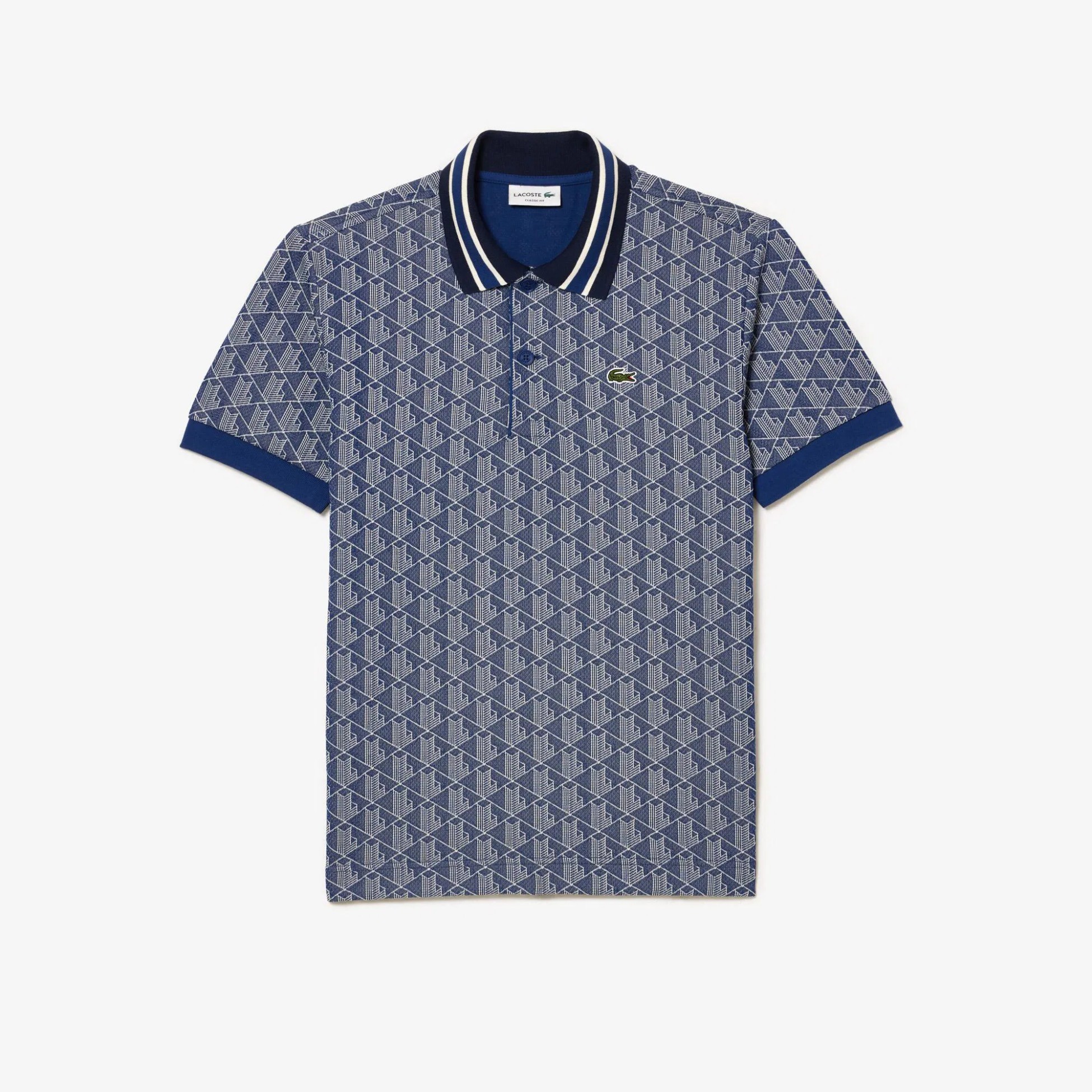 Classic Fit Monogram Polo - Mavi