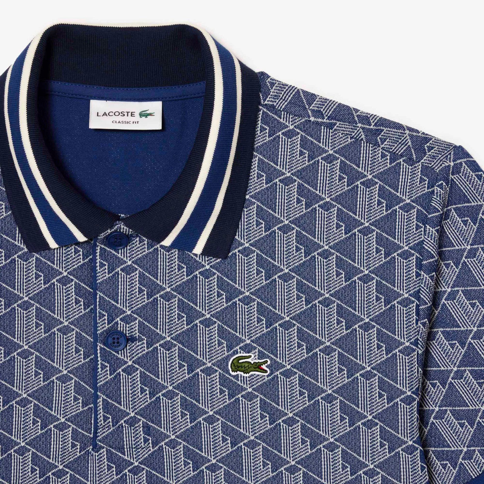 Classic Fit Monogram Polo - Mavi