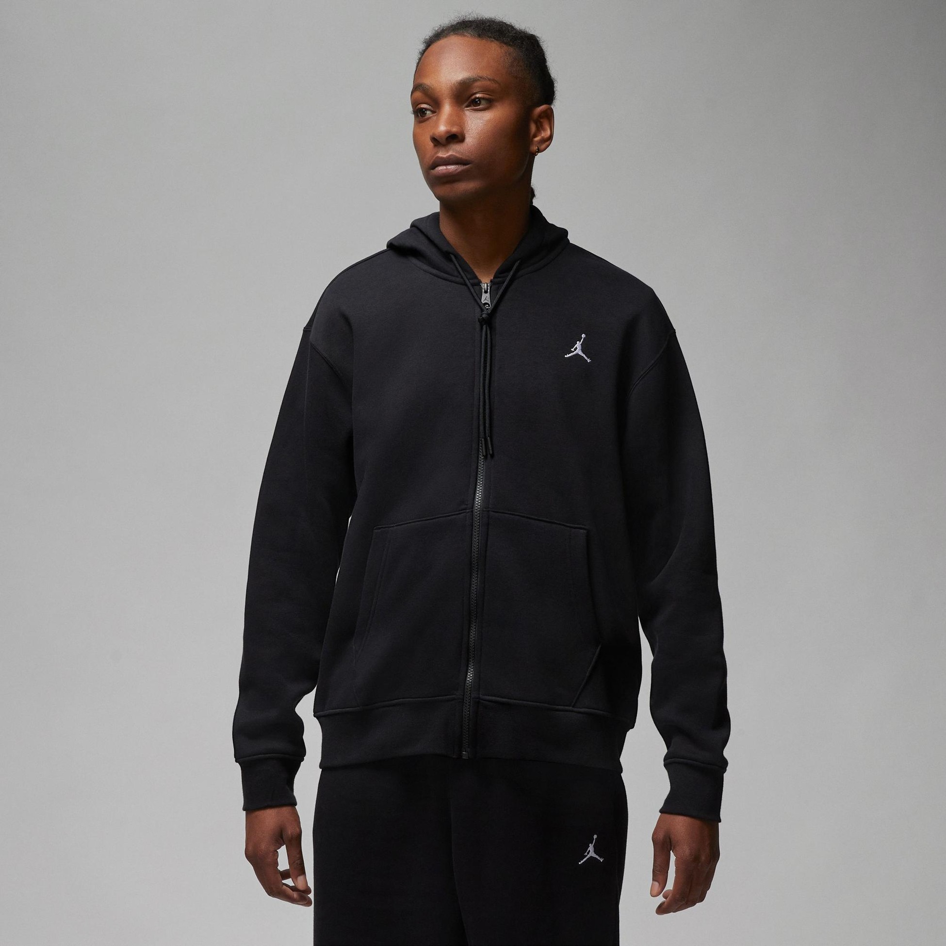 Essentials Tam Boy Fermuarlı Fleece Takım - Siyah