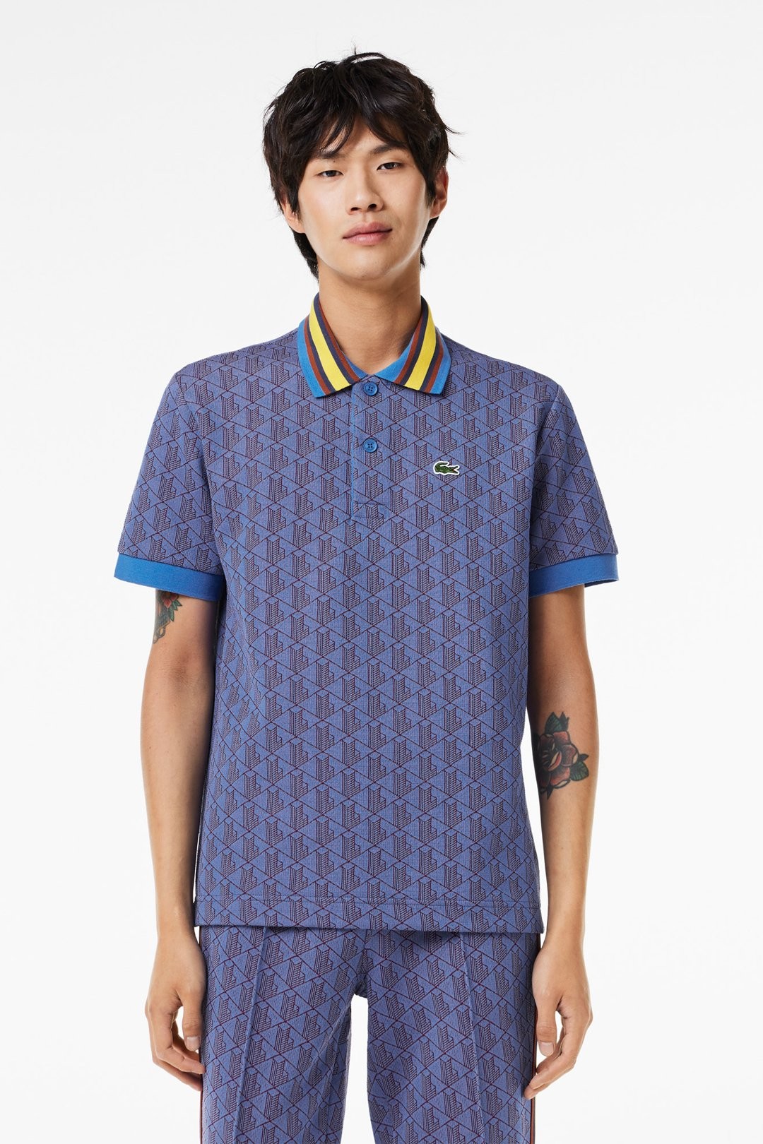 Contrast Collar Monogram Polo T-Shirt