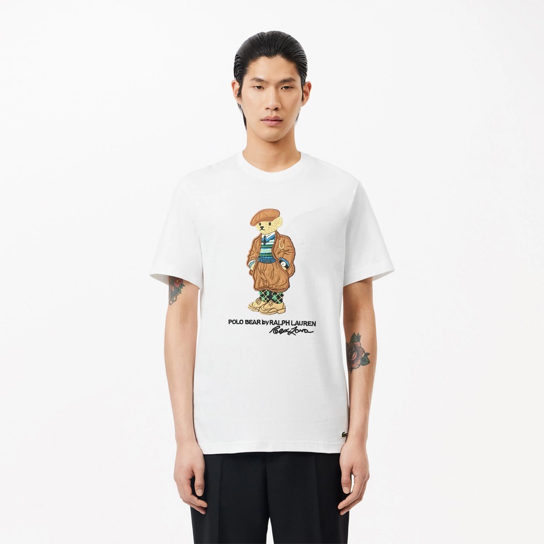 Bear-print T-shirt - Beyaz