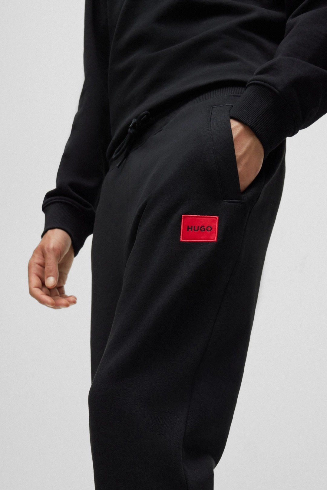 Cotton-Terry Tracksuit Bottoms With Red Logo Label