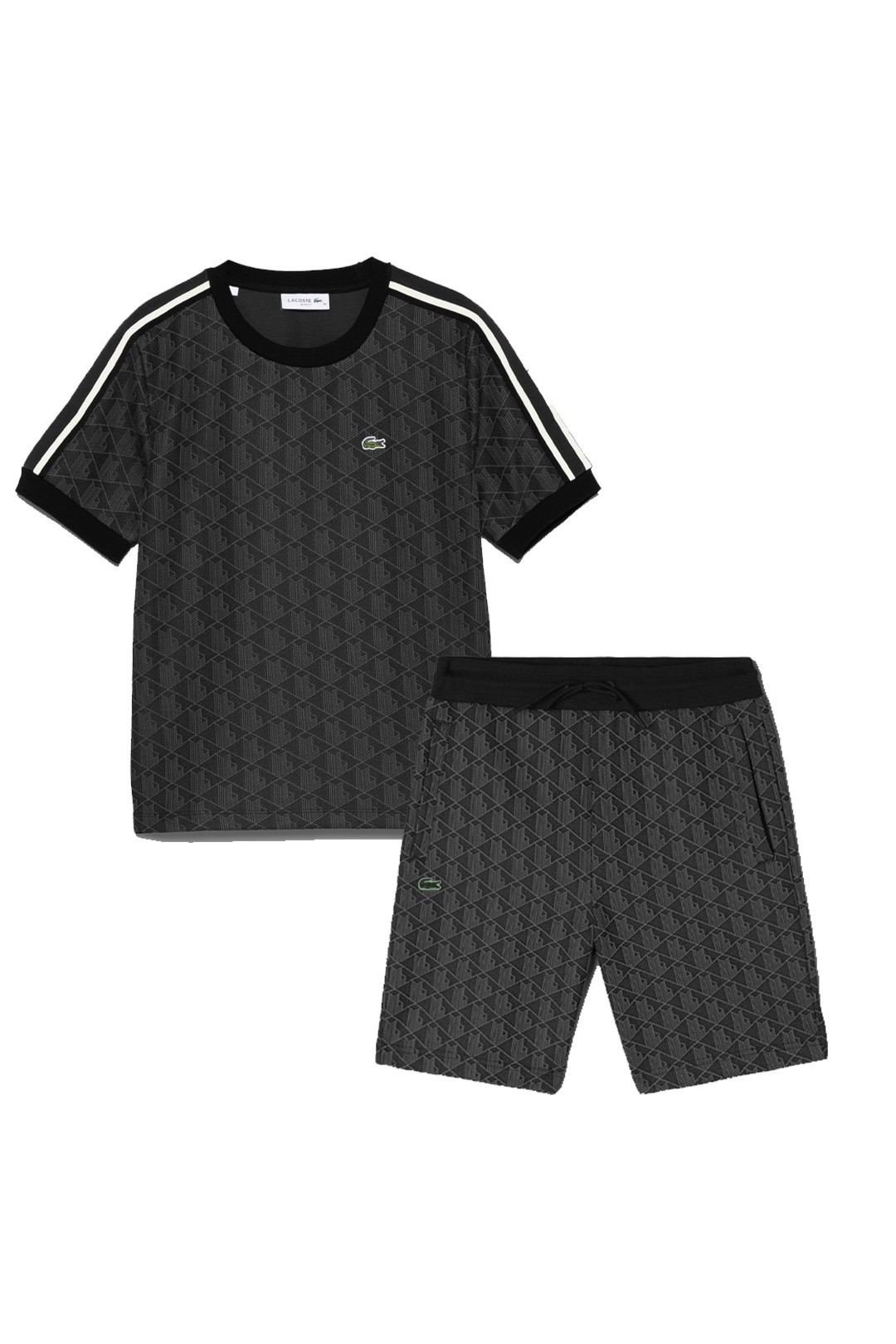 Monogram Tişört & Şort Set - Siyah
