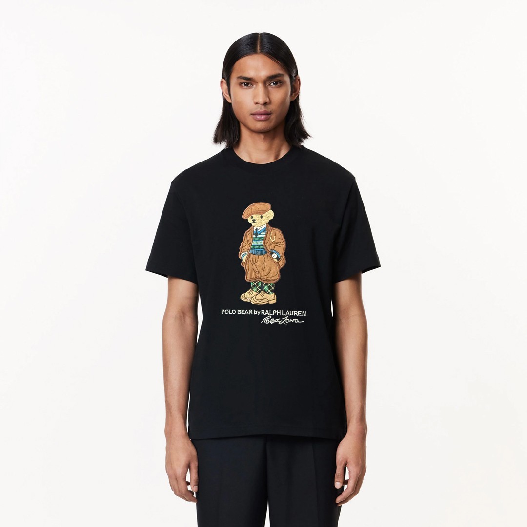 Bear-print T-shirt - Siyah
