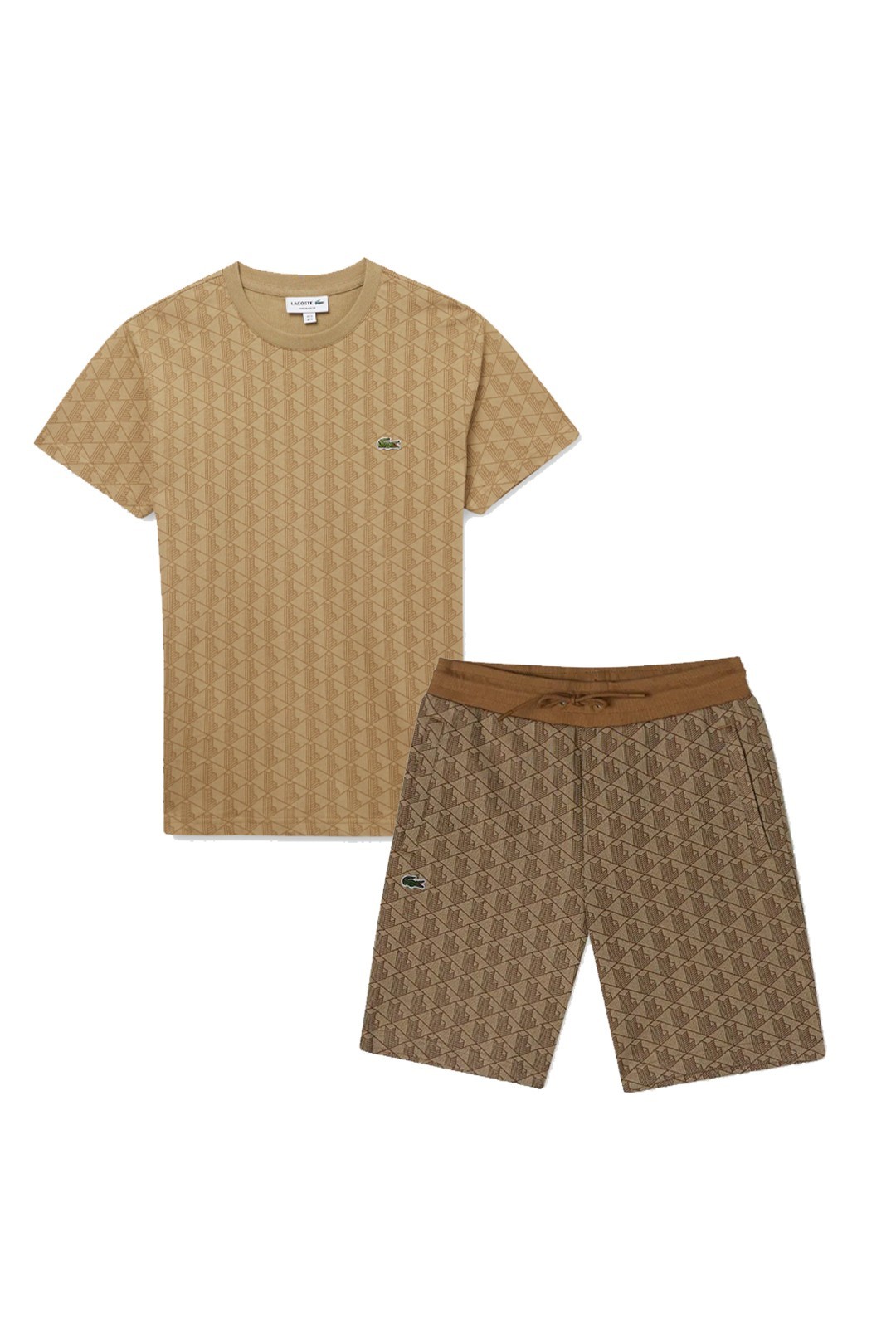 Monogram Tişört & Şort Set - Bej
