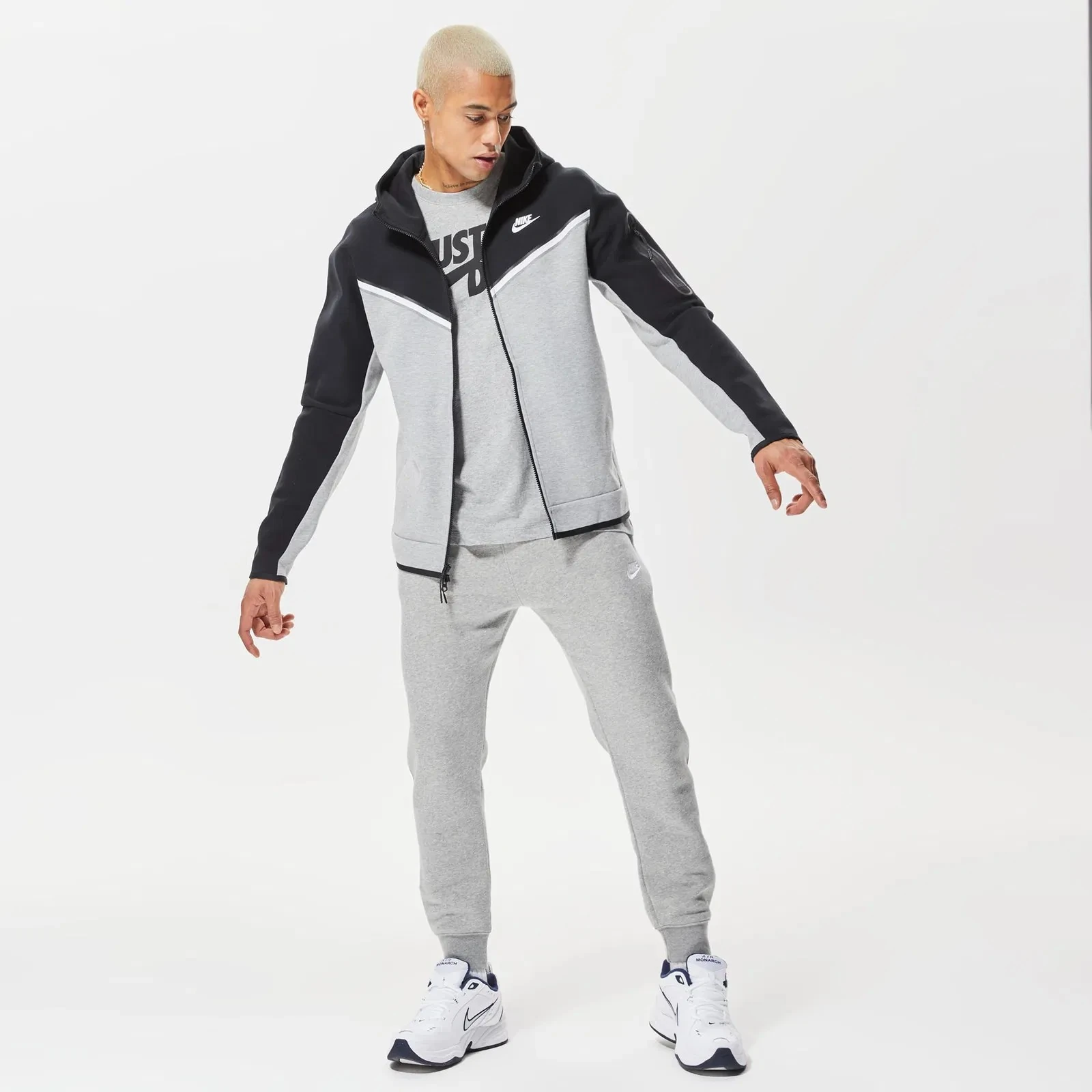 Tech Fleece Full Zip Hoodie - Dark Grey Heather/Black/White