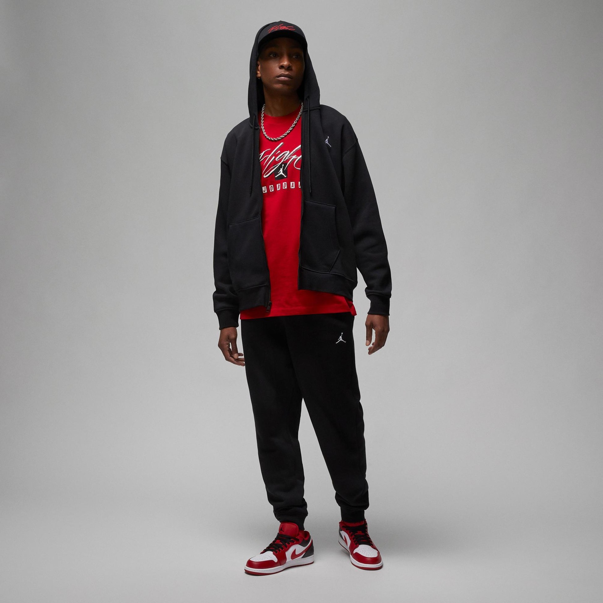 Essentials Tam Boy Fermuarlı Fleece Takım - Siyah