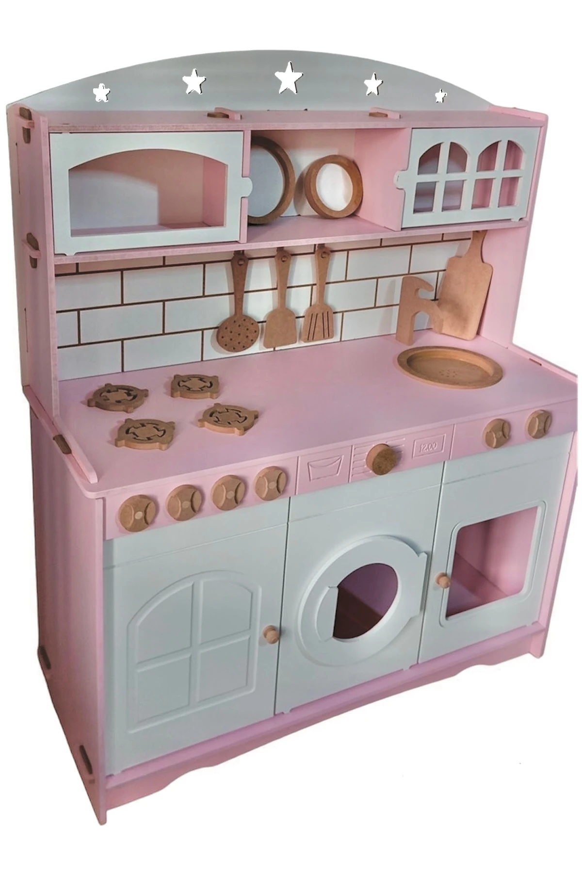 Boyalı Ahşap Oyuncak Eğlence Mutfak Seti