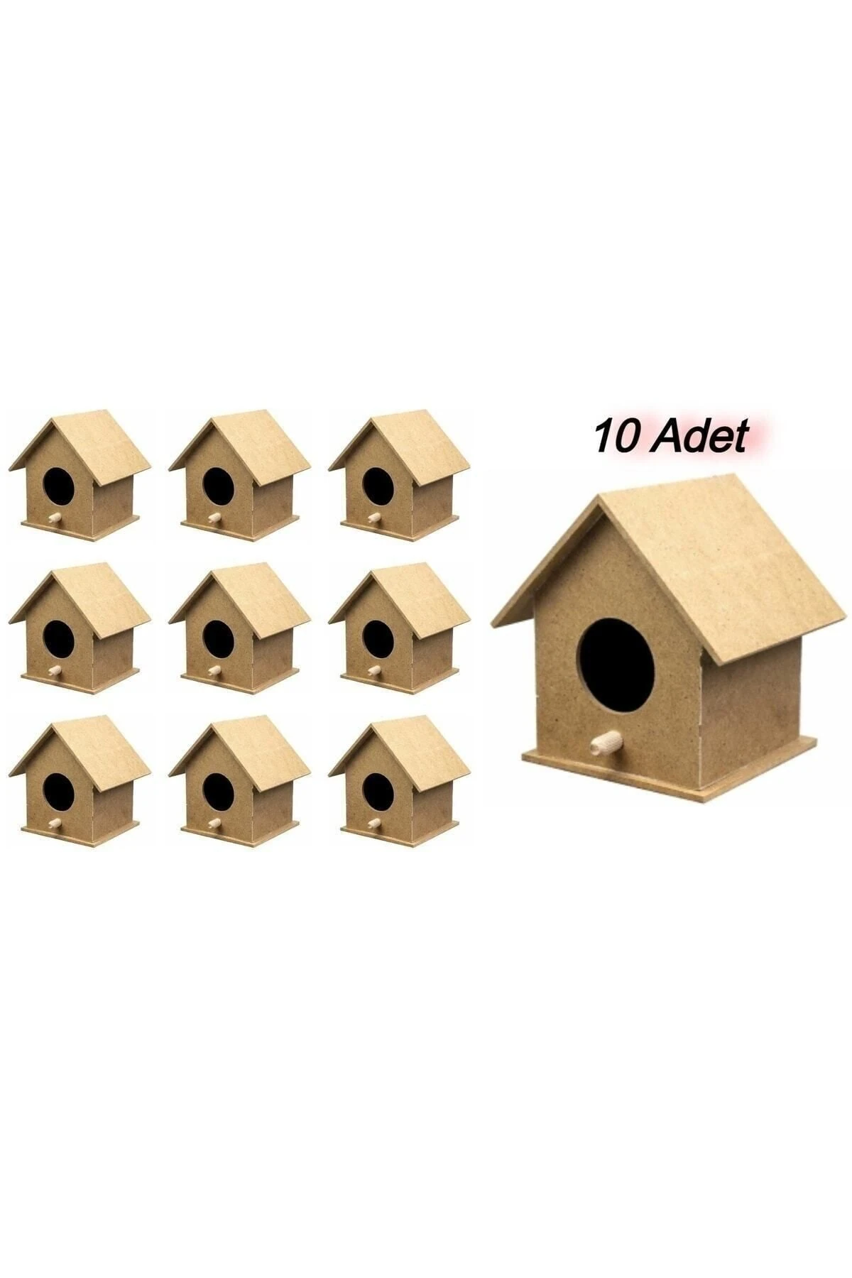 Kuş Evi (10 Adet) 10x10x13 Cm Boyanabilir Set Demonte olarak gönderilmektedir.