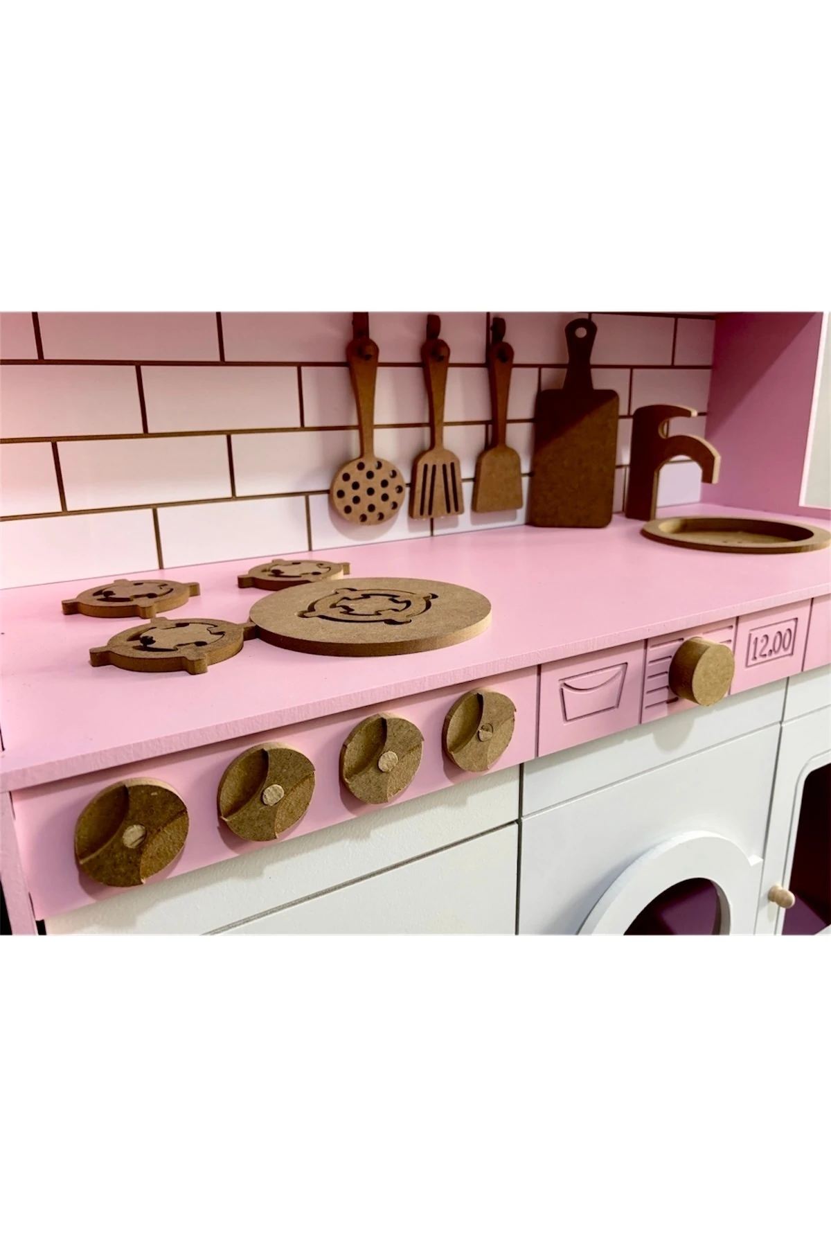 Ahşap Büyük Boy Çocuklar İçin Eğlenceli Oyuncak Mutfak Seti