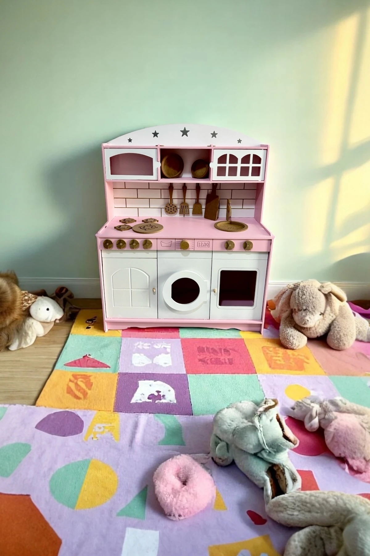 Ahşap Büyük Boy Çocuklar İçin Eğlenceli Oyuncak Mutfak Seti