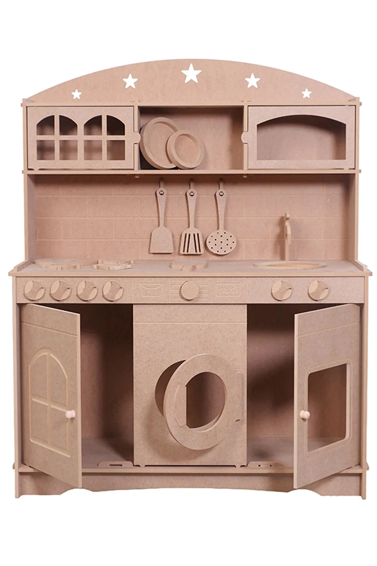Ahşap Büyük Boy Oyuncak Mutfak Servis Seti (EKONOMİK SADE SET)