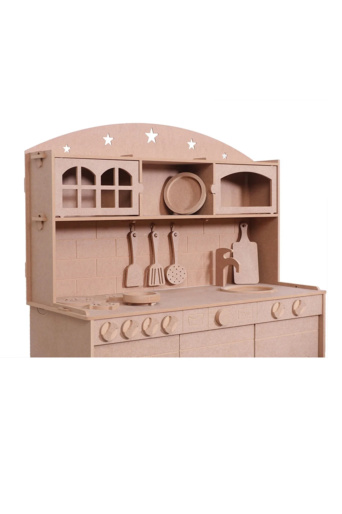 Ahşap Büyük Boy Montessori Oyuncak Mutfak Servis Seti 2 Adet Boya Ve Fırça