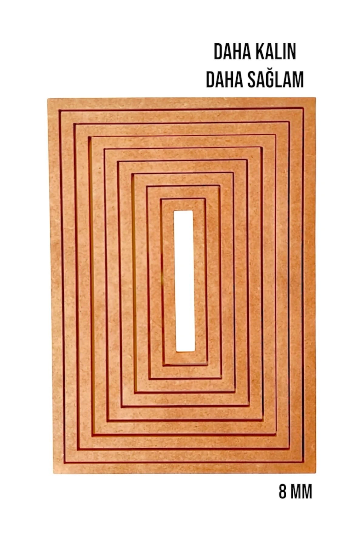 9'lu Dikdörtgen Ham Mdf, 8mm Kalınlık, 30 Cm Kasnak, Boyanabilir Vidasız Kasnak, Makrome Halkası