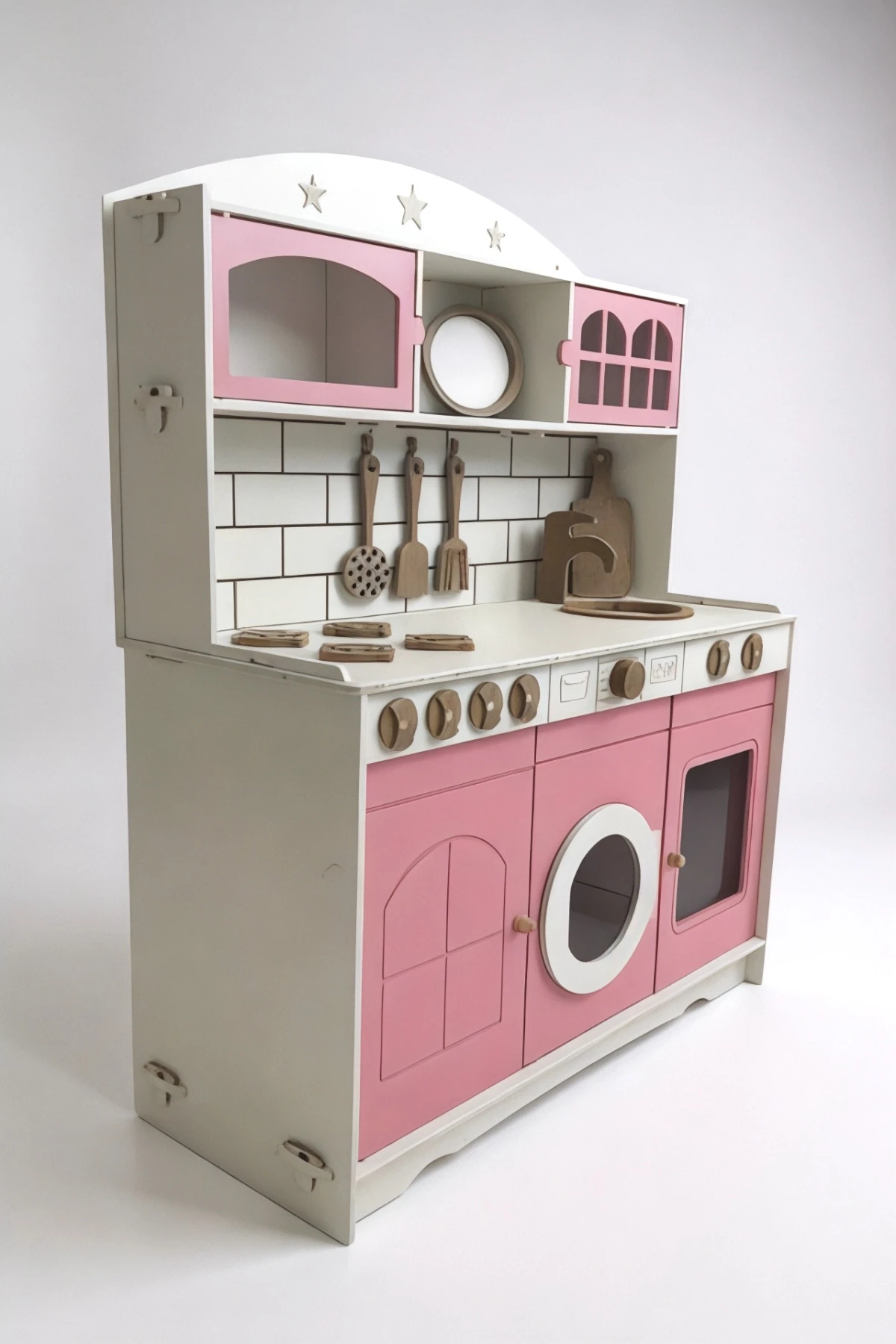 Boyalı Ahşap Oyuncak Mutfak Servis Seti