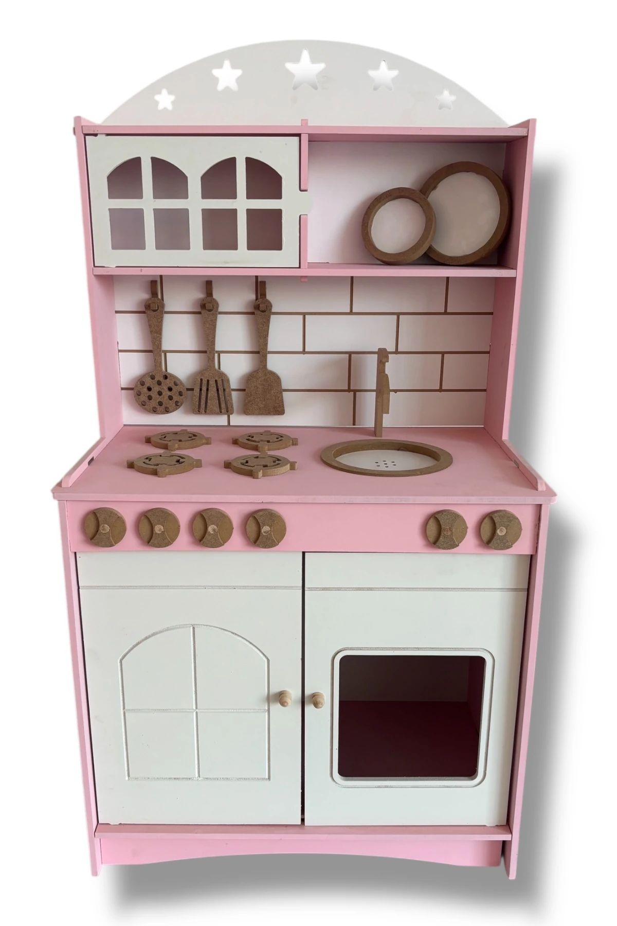 Pembe Boyalı 2 Kapaklı Oyuncak Mutfak Ekonomik Seri