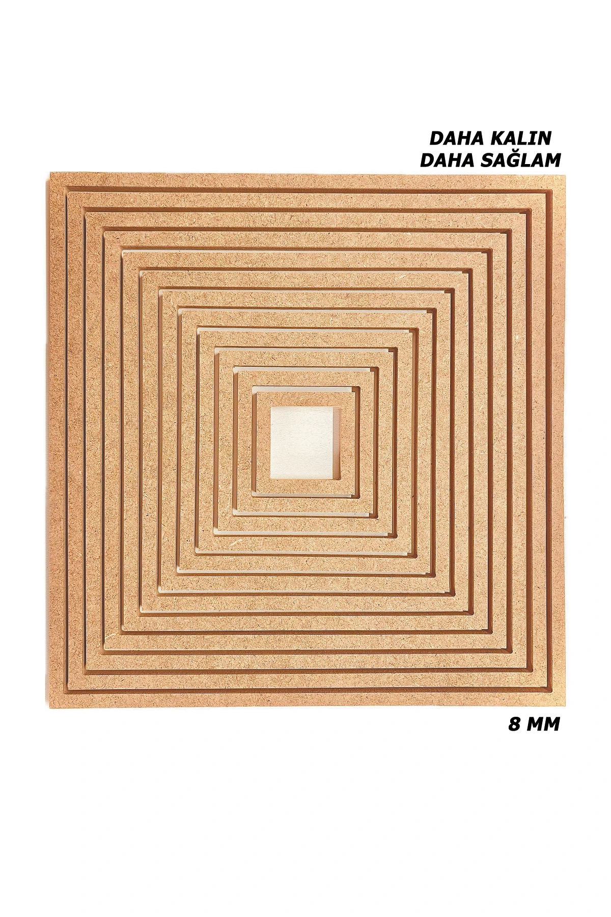 12'li Kare Ham Mdf, 8mm Kalınlık, 30 Cm Kasnak, Boyanabilir Vidasız Kasnak, Makrome Halkası
