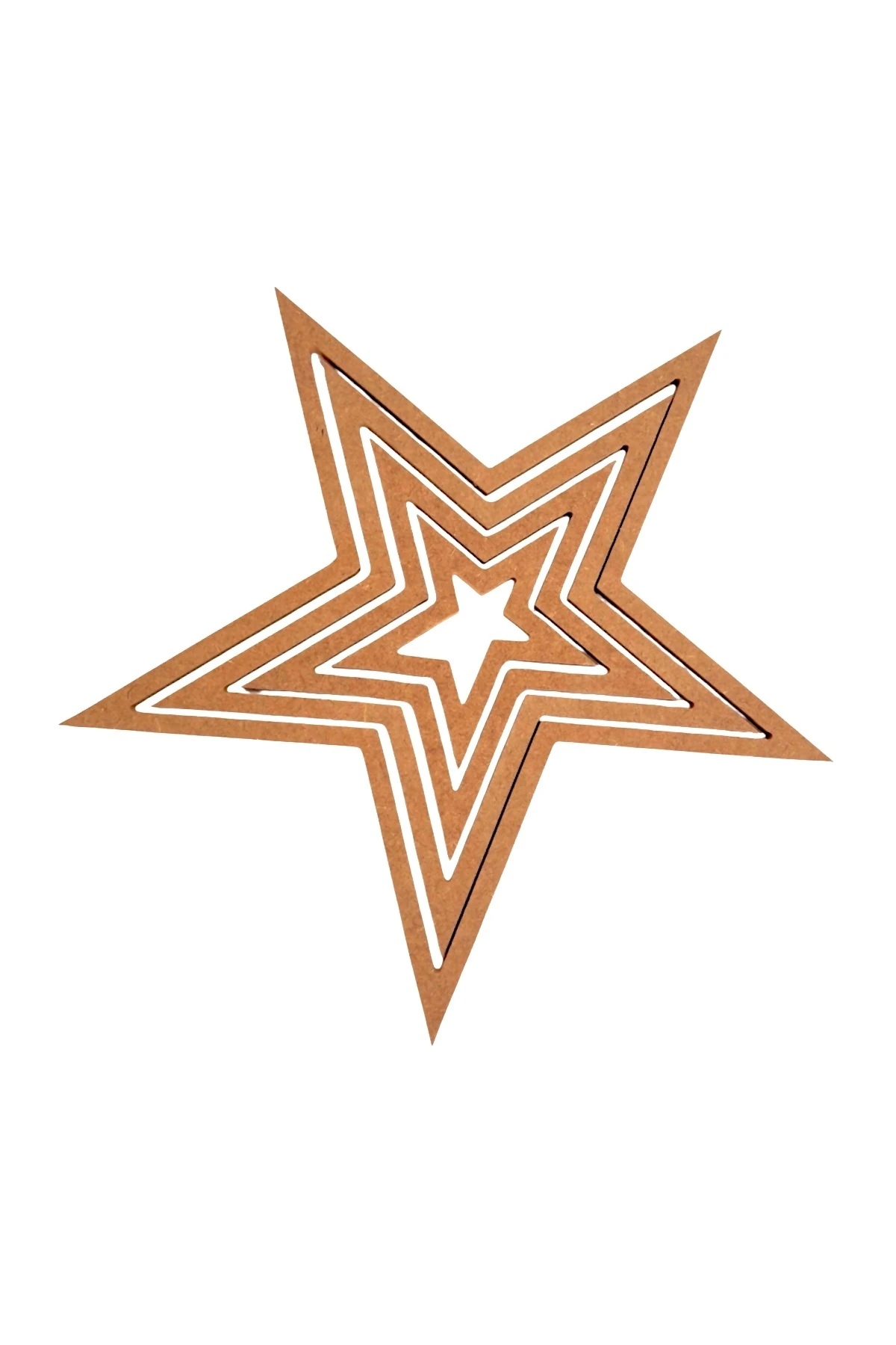 4'lü Yildiz Ham Mdf, 8mm Kalınlık, 30 Cm Kasnak, Boyanabilir Vidasız Kasnak, Makrome Halkası