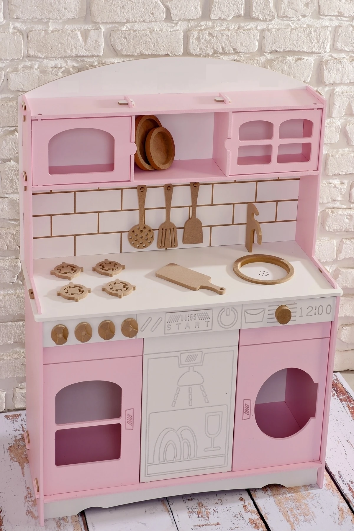 Boyalı Ahşap Oyuncak Mutfak Servis Seti