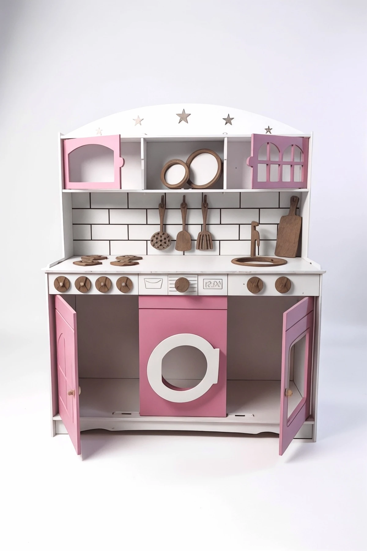 Boyalı Ahşap Oyuncak Mutfak Servis Seti