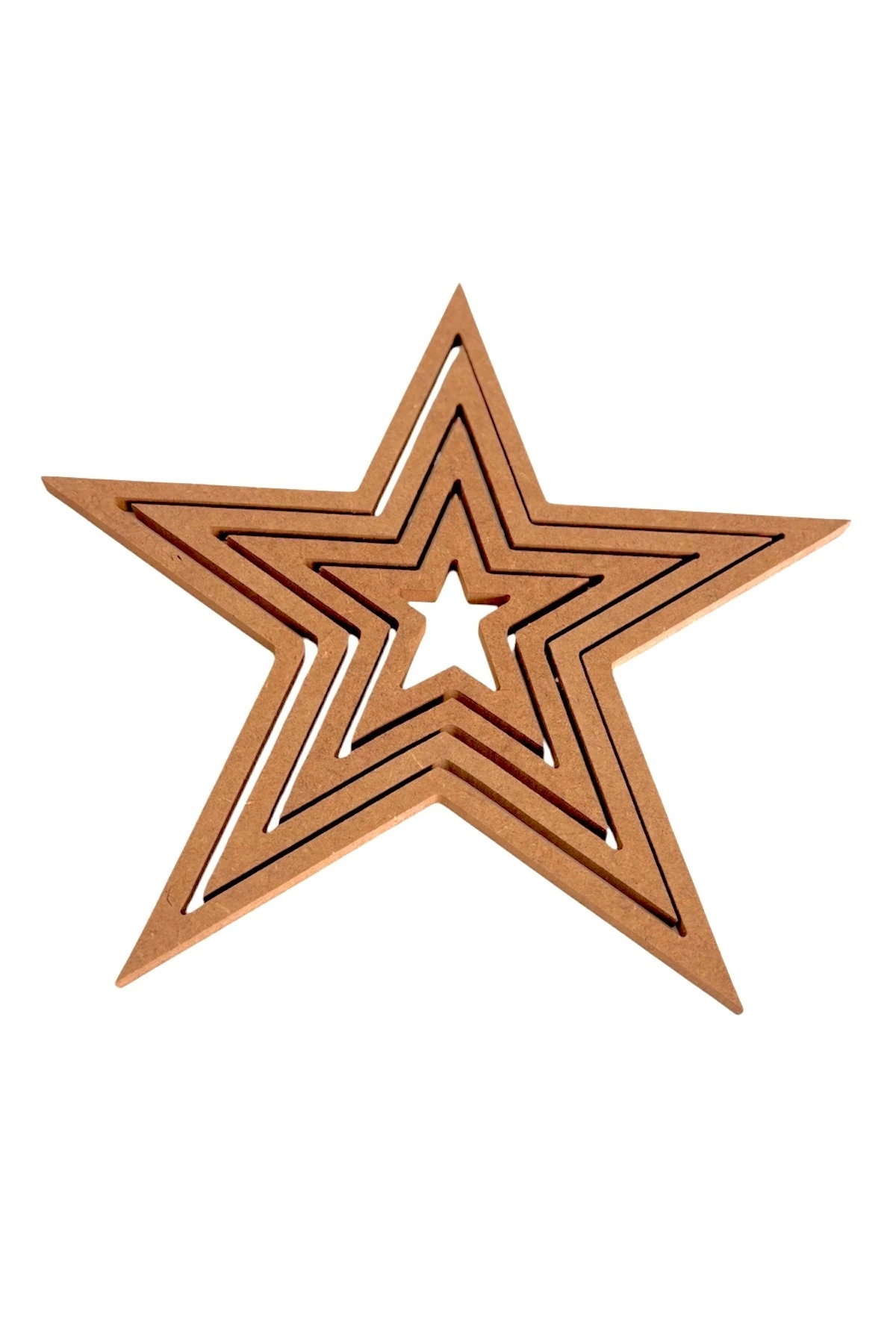 4'lü Yildiz Ham Mdf, 8mm Kalınlık, 30 Cm Kasnak, Boyanabilir Vidasız Kasnak, Makrome Halkası